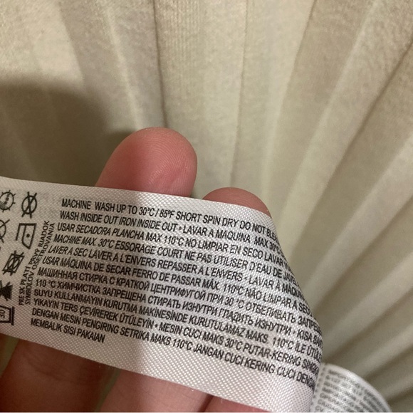 Mango Ribbed Knit Longsleeve Tunic Size XL Cream Front Slit Minimalist - Picture 12 of 12